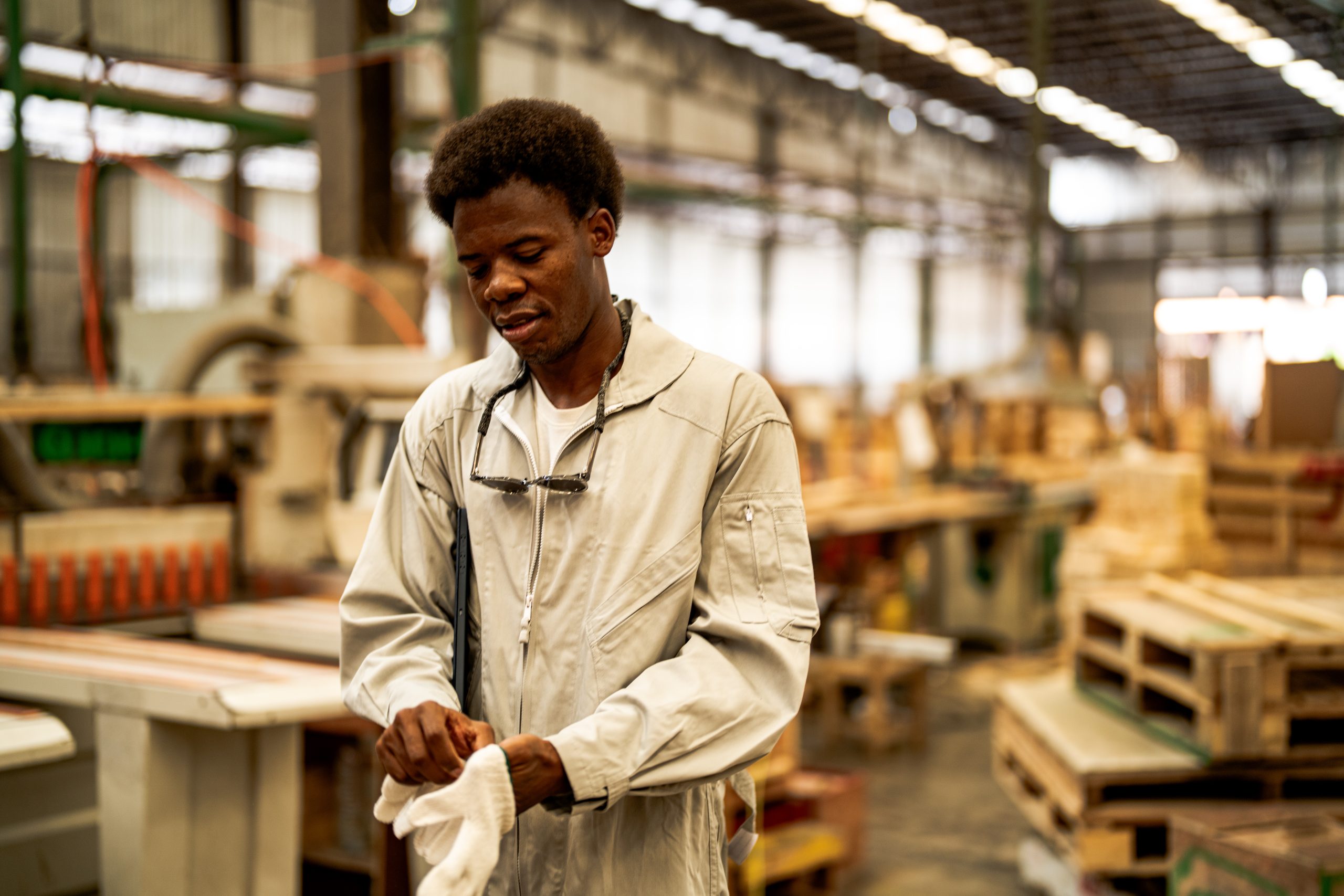 African man workers engineering standing with confidence with wo